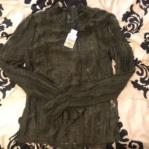 Olive Green Lace Top